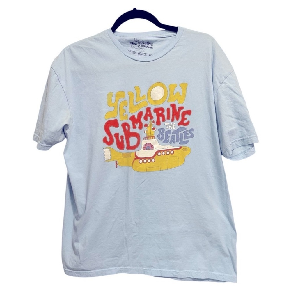The Beatles Men T-Shirt  Blue Yellow Submarine Short Sleeve Crew‎ Neck Size XL